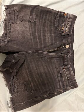 American eagle black denim ripped shorts